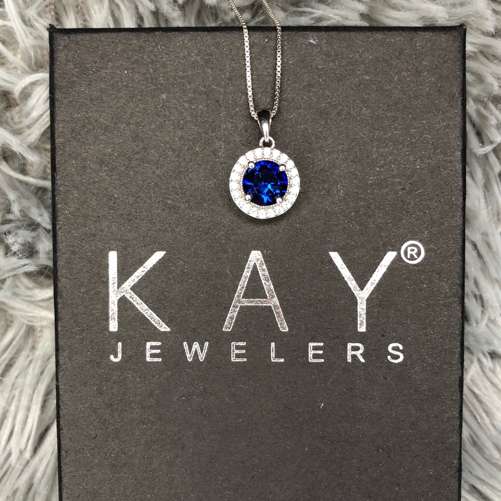 Blue and white lab created sapphire necklace from Kay Jewelers